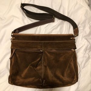 Coach Brown Suede Messenger Style Shoulder Bag